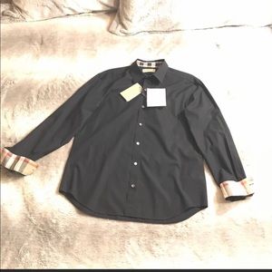Black Burberry Long Sleeve Button Up shirt